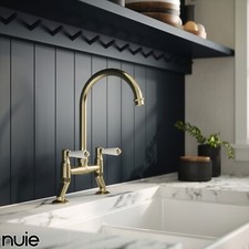 Nuie Bridge Traditional Kitchen Sink Mixer Tap Lever Handle Brushed Brass