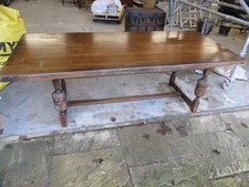 LARGE VINTAGE OAK DINING TABLE. ACORN LEGS