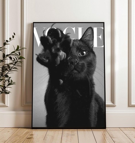 Black cat vogue cover art - black,