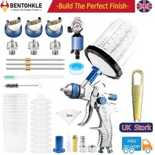 H2008 Spray Gun Paint Gun Kit HVLP Gravity Feed Air 1.4mm 1.7mm 2.0mm 3 Nozzles