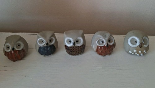 Set five pottery owls - set,