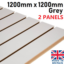 2 x GREY SLATWALL 1200mm x 1200mm BOARDS SLATBOARD PANELS NEW UK 100mm PITCH