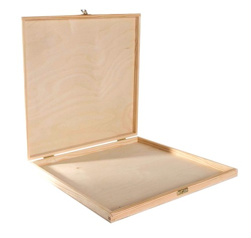 Large flat wooden storage box - wooden,