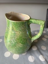 Vintage Art Deco Govancroft Iridescent Lustre Glazed Jug - Green and Gold