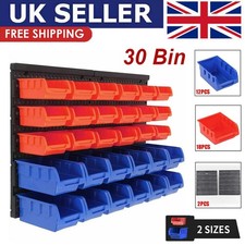 30 X Plastic Bins Wall Mounted Storage Garage Tools Small Parts Organizer Rack