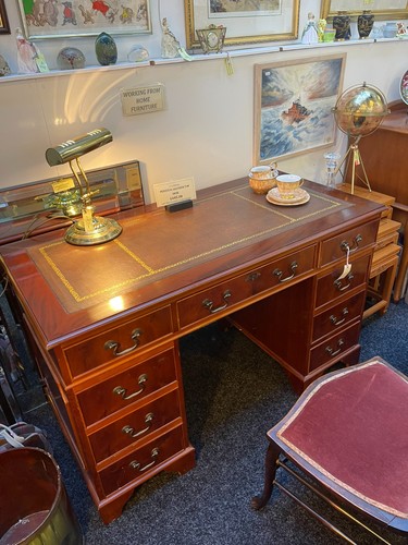 Leather top pedestal writing - pedestal,
