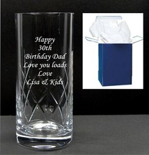 personalised engraved crystal highball glass, birthday, bridesmaid wedding gifts