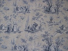 SANDERSON CURTAIN FABRIC "Josette" 3.2 METRES INDIGO AND TAUPE FABIENNE COLL