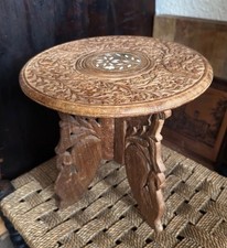 Carved Wooden Folding Stool