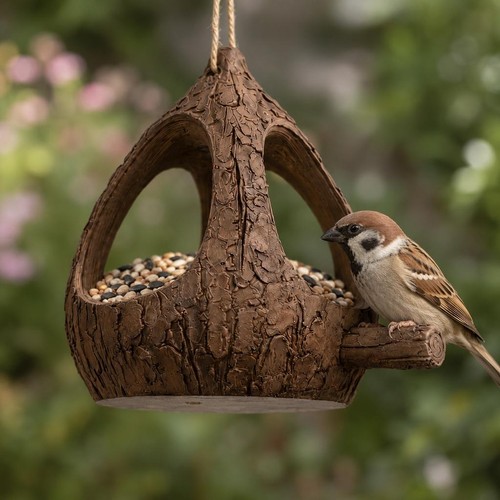 Tree stump shape hanging - stump, bird