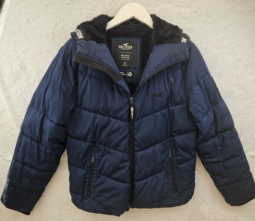 Hollister navy zip puffer - navy, zip-up