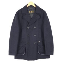 Barbour Hatchlands Peacoat Mens UK42 Blue Double Breasted Wool Alpaca Jacket