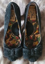 MISS L FIRE - BLACK BOWED COURT SHOE/EVENING/LEISURE SHOES-SIZE 5-US 6-EUR-39