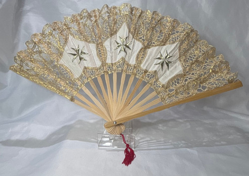 Gold lace folding fan - lace,