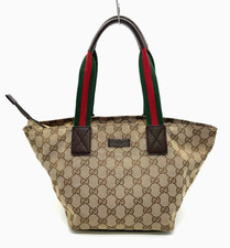 Auth GUCCI 131228 GG Canvas Sherry Line Handbag NS100594