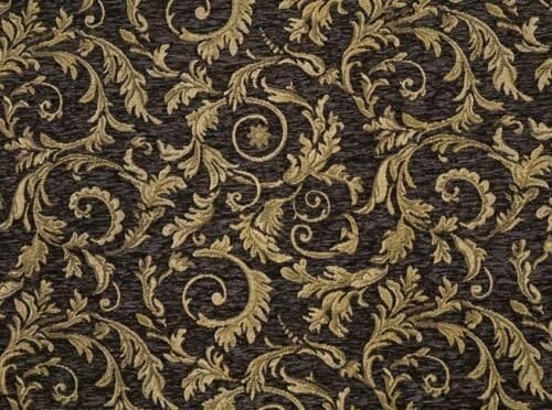 Gray leaf damask chenille - chenille, 54"