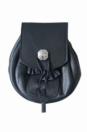 Handmade black leather rob roy - black,