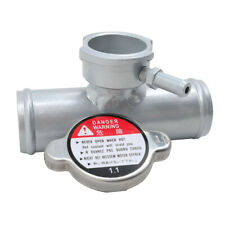 35mm Aluminum In Line Radiator Hose Filler Neck With Cap 45 Degrees Silver