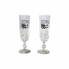 Vintage Luminarc France 2 x Mr & Mrs Wedding Anniversary Champagne Flute Glasses