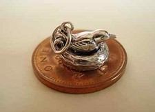 BEAUTIFUL ' BIRDS NEST - EGGS '  OPENING STERLING SILVER CHARM