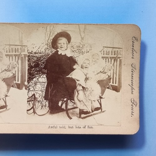 Victorian children stereoview - children,