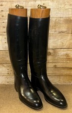 The College Black English Leather Equestrian Long Riding Boots & Trees - Size 11