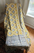 Vintage Indian Kantha Quilt Cotton Bedspread Throw