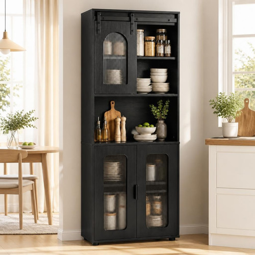 Kitchen cupboard with sliding - with,
