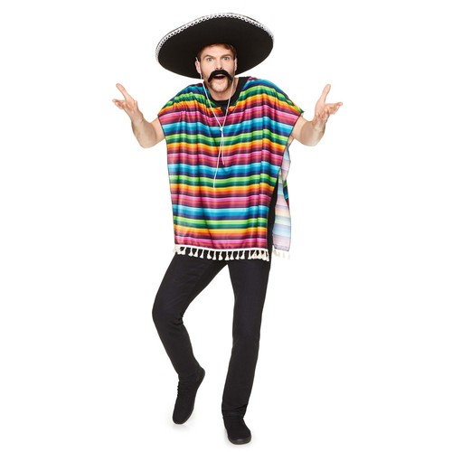 Adults mexican poncho multi - mexican,