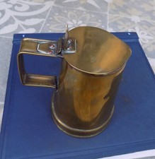 Antique Victorian Brass & Copper hinged lid Tankard WHITE & SONS 207 OXFORD ST W