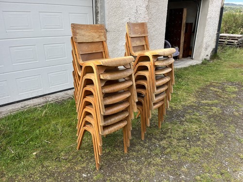 Retro plywood stacking - plywood, chairs