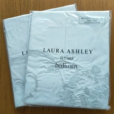 LAURA ASHLEY 2 x Josette Embroidery Dove Grey Housewife Pillowcases 50 x 75 cm