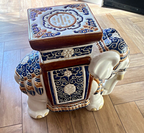 Glazed ceramic elephant - ceramic,