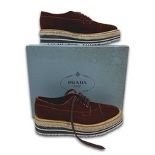 Prada Womens Shoe Size 5.5 Calzature Donna Velvet Tabacco Velluto 1E353G EU 38.5