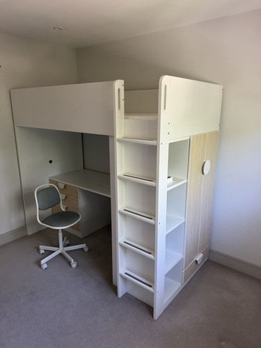 Single loft bed with built - single, built-in