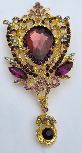 Large ornate gold tone crystal - large,