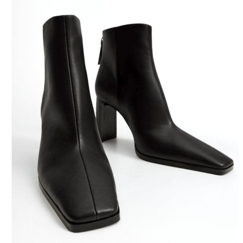 Mango black leather mid calf - mango,