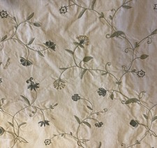 Chelsea Textiles Mint Green/Yellow Vining Flower Hand Embroidered Round 47” Diam