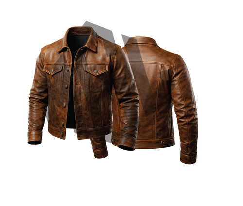 Men brown genuine leather - genuine,
