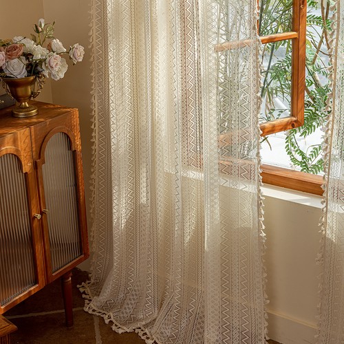 Tassels crochet lace curtain - tassels,
