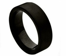6mm Men's or Ladies Tungsten Carbide Matte Black Pipe Cut Wedding Band Ring