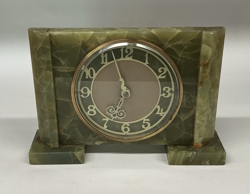 Art deco green onyx - deco, clock