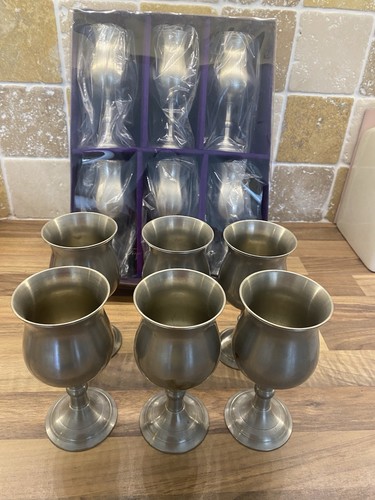 Pewter tulip shaped goblets - shaped,