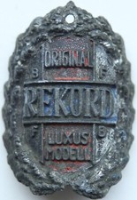 WW2 German Wehrmacht Bicycle ''REKORD'' Head Badge Tag Emblem