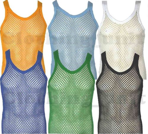 Mens string cotton vest mesh - vest,