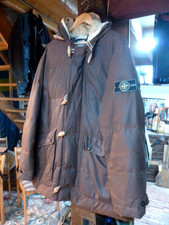 RARE and GENUINE vintage 1990's STONE ISLAND brown wax toggle jacket XXL