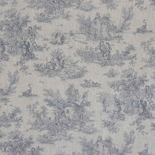 Toile jouy fabric blue 100 - toile, de