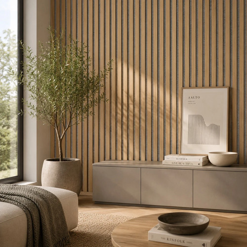 Oak slatted acoustic wall - slatted,