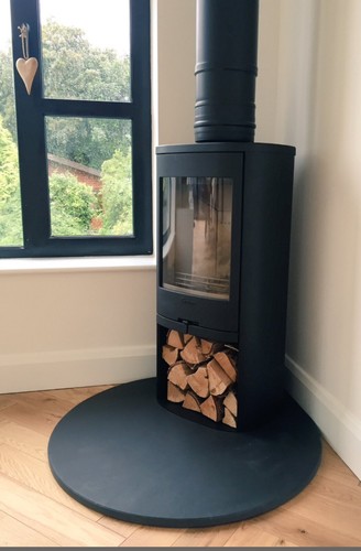 Slate teardrop corner hearth - slate,