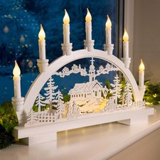 Christmas Candle Bridge Light LED Xmas Table Window Decoration Battery Operated